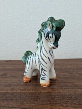 Vintage Porcelain Hand Painted Zebra Figurine Made In Japan MCM